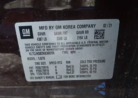 2021 Chevrolet Trax Ls from USA, damaged, VIN KL7CJNSB2MB360206